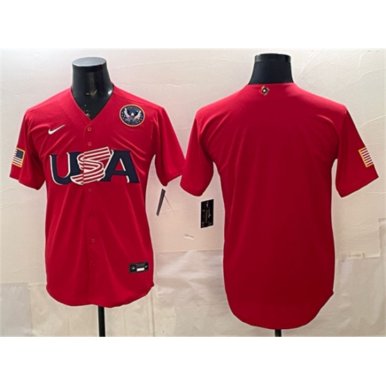 Men's USA Baseball Blank Red 2026 World Baseball Classic United States 250th Anniversary Stadium Stitched Jersey