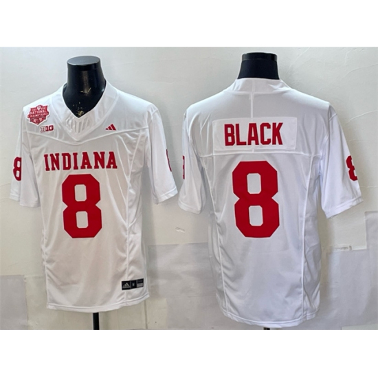 Men's Indiana Hoosiers #8 Kaelon Black White F.U.S.E. 2025 National Champions Patch Stitched Football Jersey - Ujersey