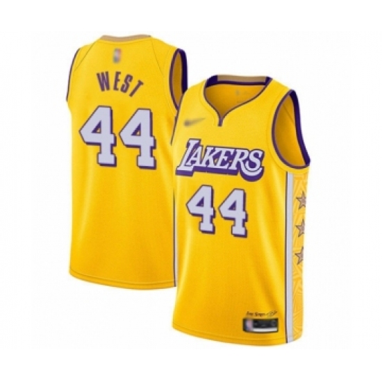 Women's Los Angeles Lakers #44 Jerry West Swingman Gold Basketball Jersey - 2019 20 City Edition - Ujersey
