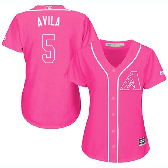 Women's Majestic Arizona Diamondbacks #5 Alex Avila Replica Pink Fashion MLB Jersey - Ujersey
