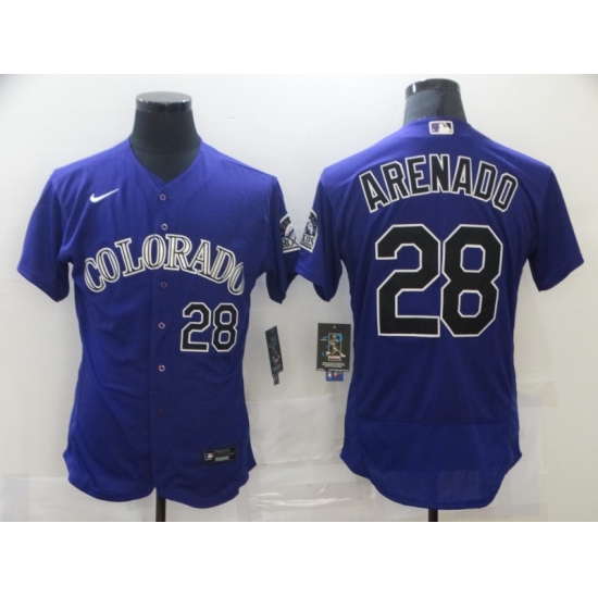 Men's Nike Colorado Rockies #28 Nolan Arenado Purple Alternate Stitched Jersey - Ujersey