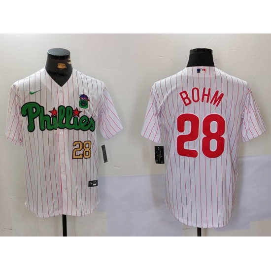 Men's Philadelphia Phillies #28 Alec Bohm White Green Cool Base Stitched Jerseys - Ujersey