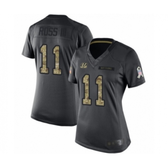 Women's Cincinnati Bengals #11 John Ross Limited Black 2016 Salute to Service Football Jersey - Ujersey
