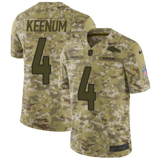 Youth Nike Denver Broncos #4 Case Keenum Limited Camo 2018 Salute to Service NFL Jersey - Ujersey
