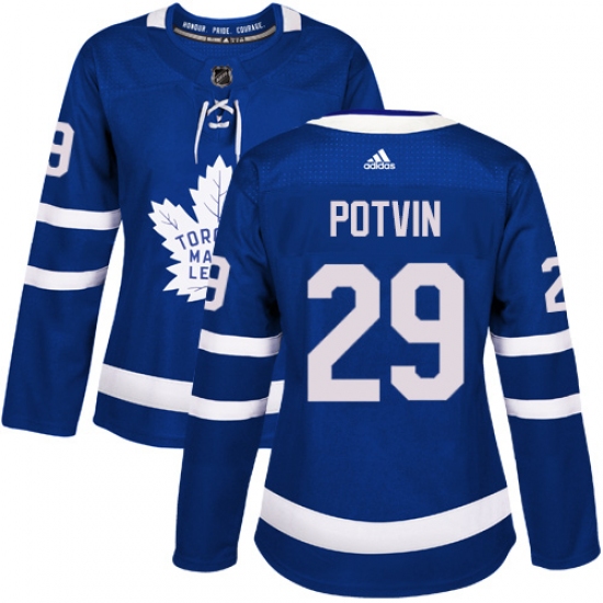 Women's Adidas Toronto Maple Leafs #29 Felix Potvin Authentic Royal Blue Home NHL Jersey - Ujersey
