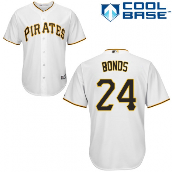 Men's Majestic Pittsburgh Pirates #24 Barry Bonds Replica White Home Cool Base MLB Jersey - Ujersey
