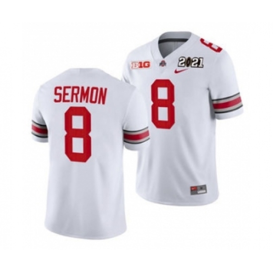 Men's Ohio State Buckeyes Trey Sermon Sugar Bowl Jersey White Playoff Away