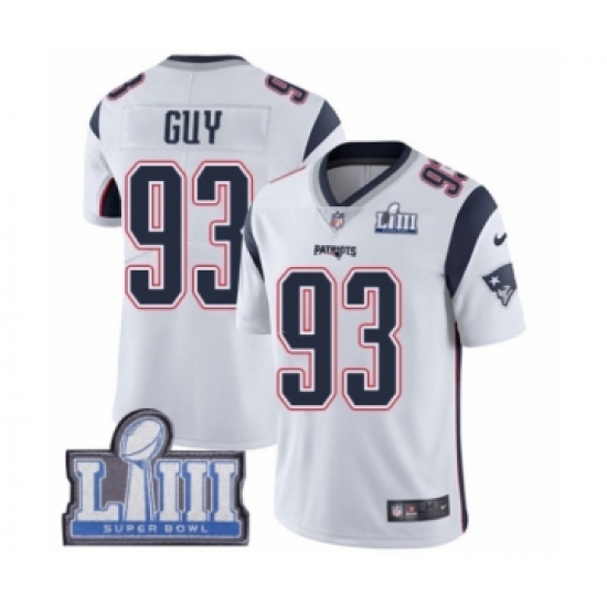 Youth Nike New England Patriots #93 Lawrence Guy White Vapor Untouchable Limited Player Super Bowl LIII Bound NFL Jersey - Ujersey