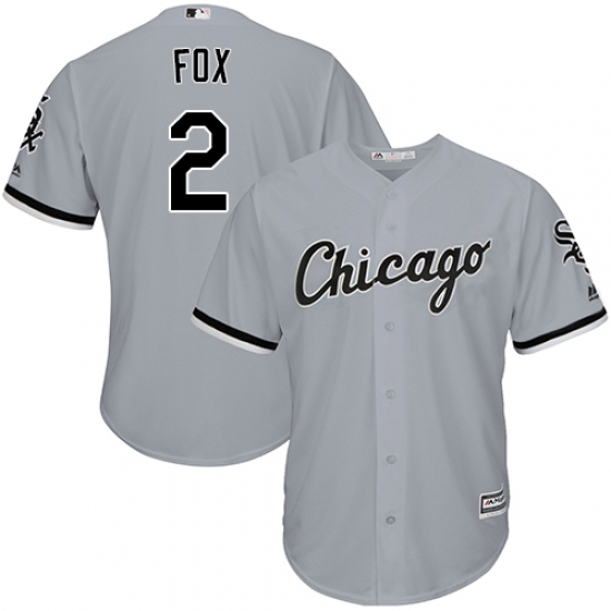 Men's Majestic Chicago White Sox #2 Nellie Fox Grey Road Flex Base Authentic Collection MLB Jersey - Ujersey