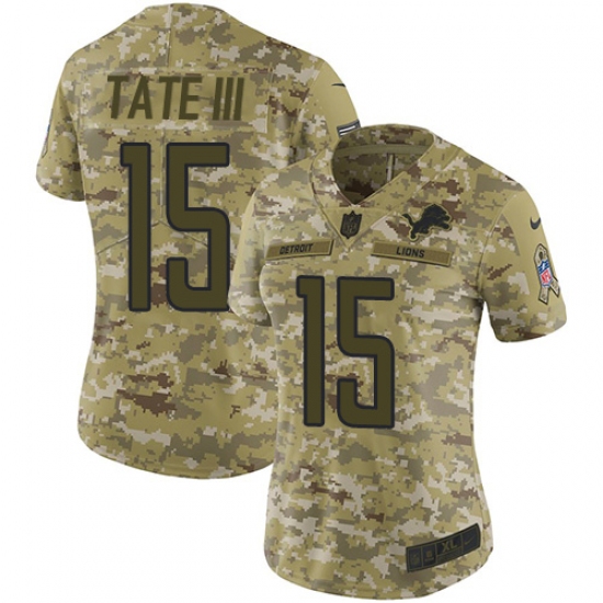 Women's Nike Detroit Lions #15 Golden Tate III Limited Camo 2018 Salute to Service NFL Jersey - Ujersey