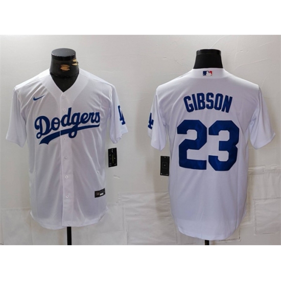 Men's Los Angeles Dodgers #23 Kirk Gibson White Cool Base Stitched Baseball Jersey - Ujersey