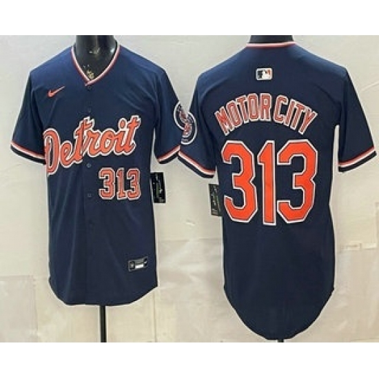Men's Detroit Tigers #313 Motor City Navy 2026 Alternate Vapor Premier Limited Stitched Baseball Jersey - Ujersey