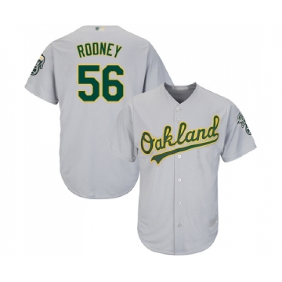 Youth Oakland Athletics #56 Fernando Rodney Replica Grey Road Cool Base Baseball Jersey - Ujersey