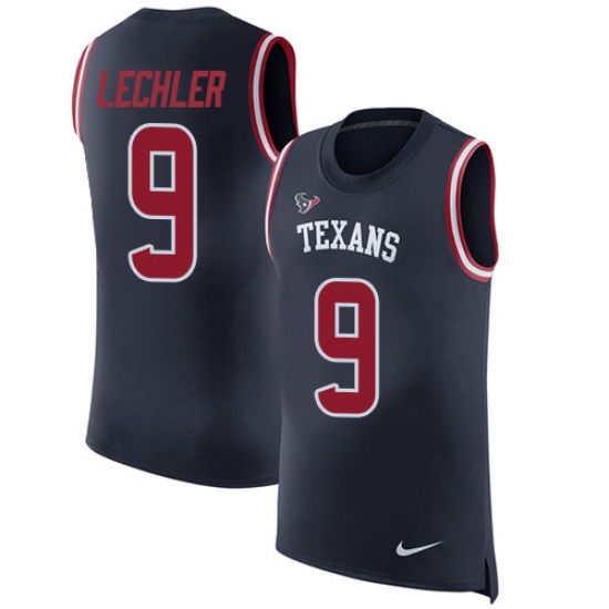 Men's Nike Houston Texans #9 Shane Lechler Limited Navy Blue Rush Player Name & Number Tank Top NFL Jersey - Ujersey