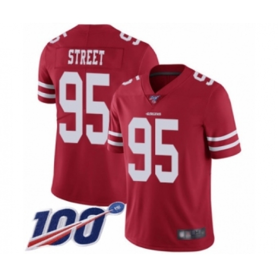 Men's San Francisco 49ers #95 Kentavius Street Red Team Color Vapor Untouchable Limited Player 100th Season Football Jersey - Ujersey