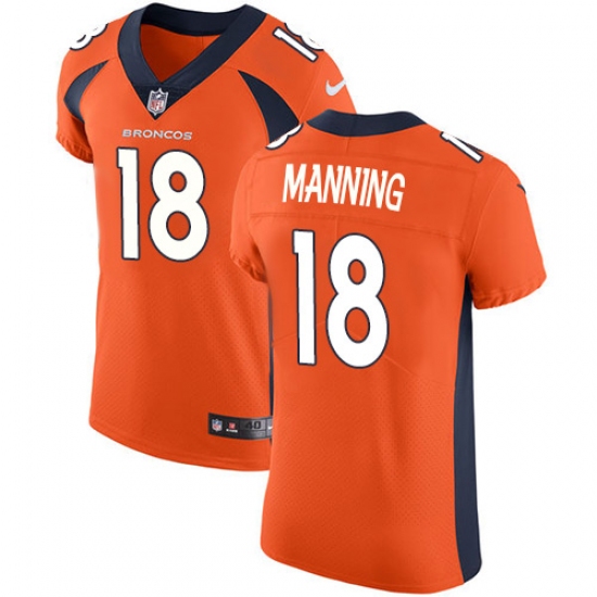 Men's Nike Denver Broncos #18 Peyton Manning Orange Team Color Vapor Untouchable Elite Player NFL Jersey - Ujersey