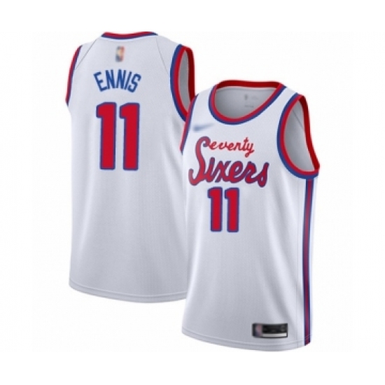 Men's Philadelphia 76ers #11 James Ennis Authentic White Hardwood Classics Basketball Jersey - Ujersey