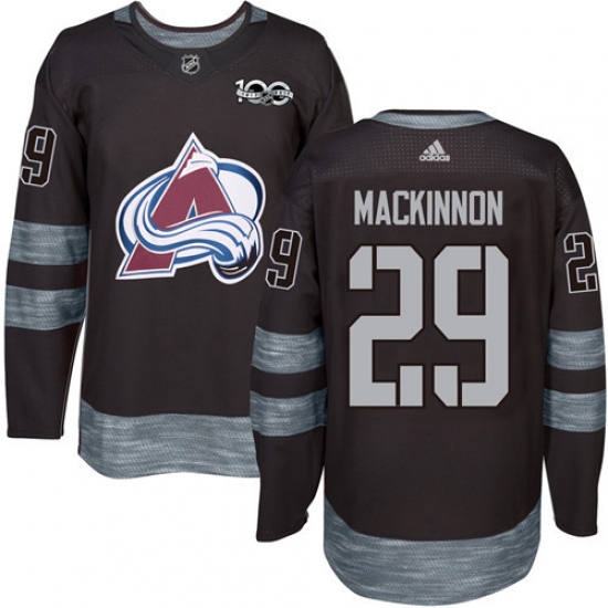 Men's Adidas Colorado Avalanche #29 Nathan MacKinnon Authentic Black 1917-2017 100th Anniversary NHL Jersey - Ujersey