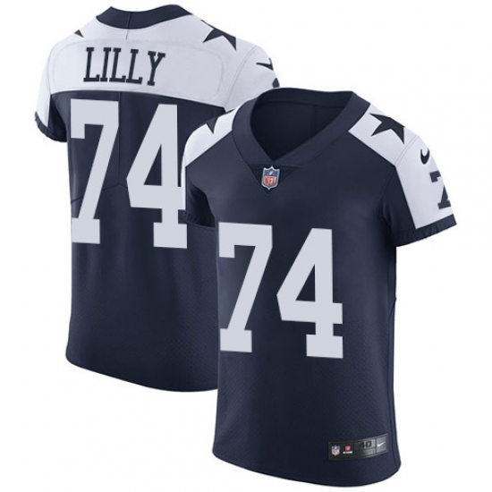 Men's Nike Dallas Cowboys #74 Bob Lilly Navy Blue Throwback Alternate Vapor Untouchable Elite Player NFL Jersey - Ujersey