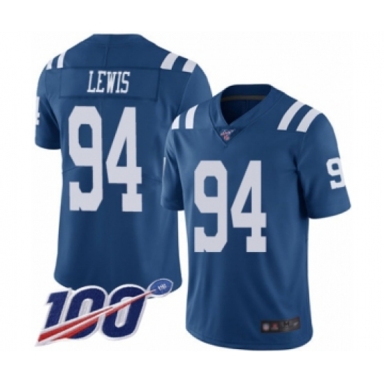 Men's Indianapolis Colts #94 Tyquan Lewis Limited Royal Blue Rush Vapor Untouchable 100th Season Football Jersey - Ujersey