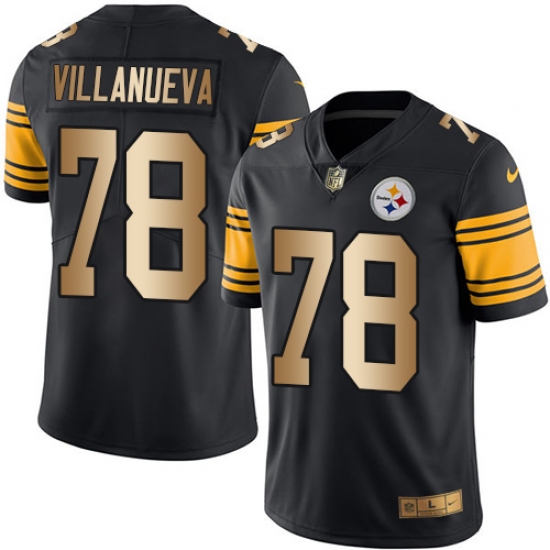 Men's Nike Pittsburgh Steelers #78 Alejandro Villanueva Limited Black/Gold Rush Vapor Untouchable NFL Jersey - Ujersey