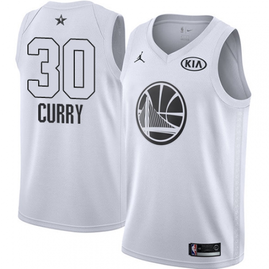 Youth Nike Jordan Golden State Warriors #30 Stephen Curry Swingman White 2018 All-Star Game NBA Jersey - Ujersey
