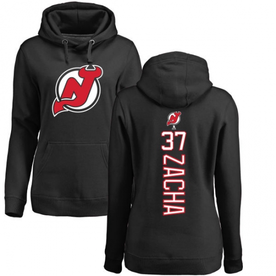 NHL Women's Adidas New Jersey Devils #37 Pavel Zacha Black Backer Pullover Hoodie - Ujersey