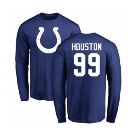 Football Indianapolis Colts #99 Justin Houston Royal Blue Name & Number Logo Long Sleeve T-Shirt - Ujersey