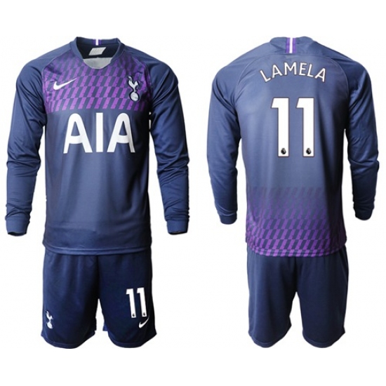 Tottenham Hotspur #11 Lamela Away Long Sleeves Soccer Club Jersey