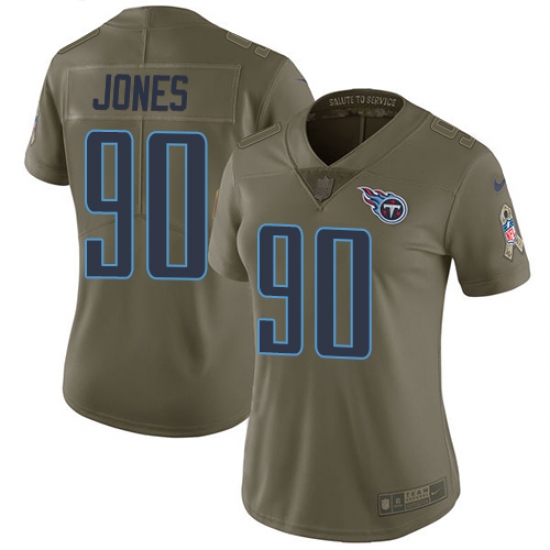 Women's Nike Tennessee Titans #90 DaQuan Jones Limited Olive 2017 Salute to Service NFL Jersey - Ujersey