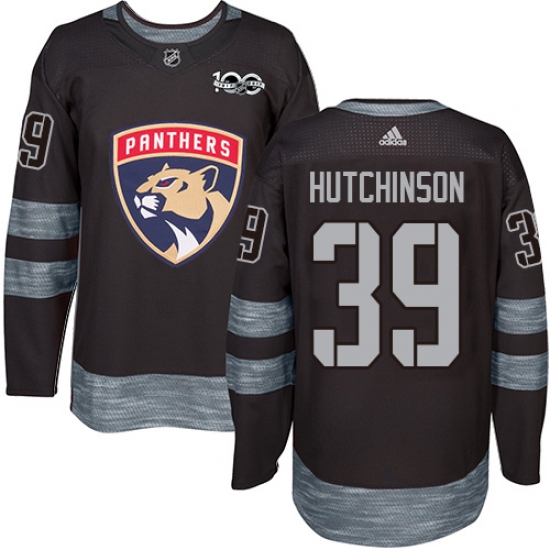 Men's Adidas Florida Panthers #39 Michael Hutchinson Authentic Black 1917-2017 100th Anniversary NHL Jersey - Ujersey