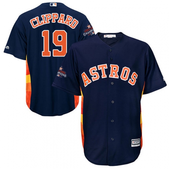 Men's Majestic Houston Astros #19 Tyler Clippard Replica Navy Blue Alternate 2017 World Series Champions Cool Base MLB Jersey - Ujersey
