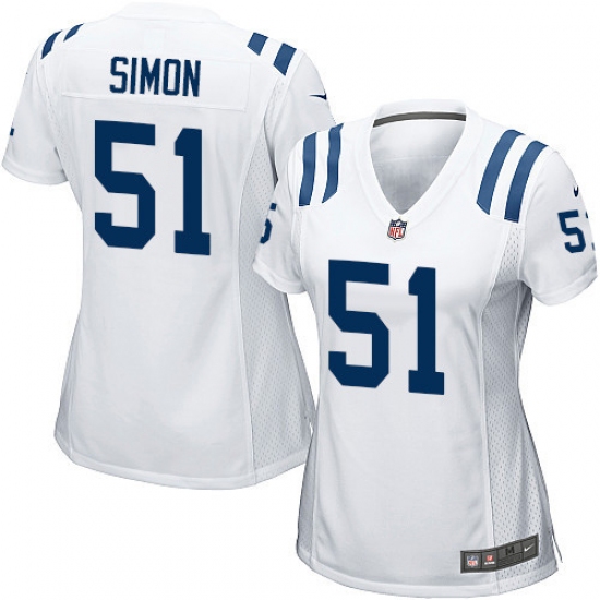Women's Nike Indianapolis Colts #51 John Simon Game White NFL Jersey - Ujersey