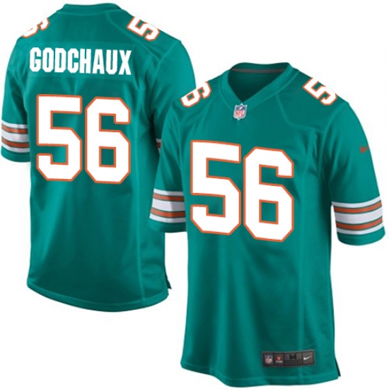 Men's Nike Miami Dolphins #56 Davon Godchaux Game Aqua Green Alternate NFL Jersey - Ujersey
