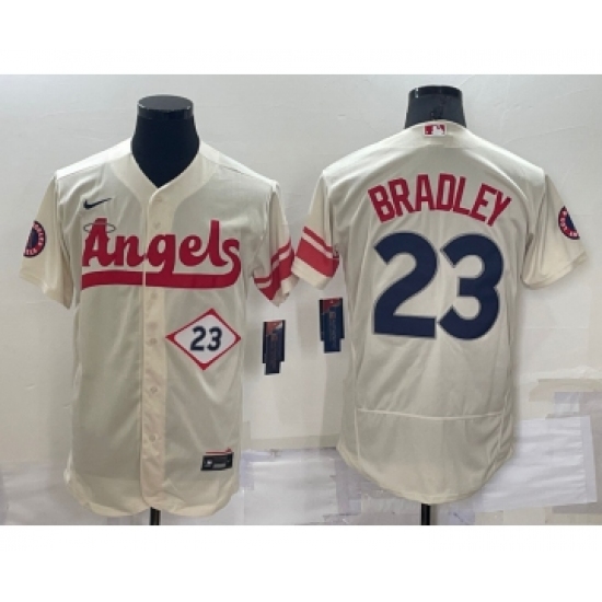Men's Los Angeles Angels #23 Archie Bradley Number Cream 2022 City Connect Flex Base Stitched Jersey - Ujersey