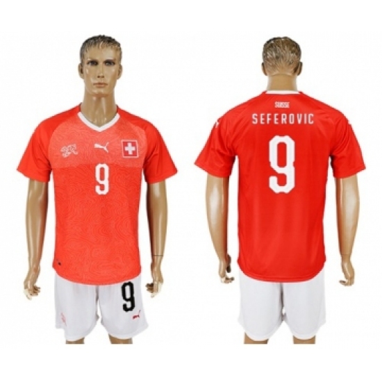 Switzerland #9 Seferovic Red Home Soccer Country Jersey