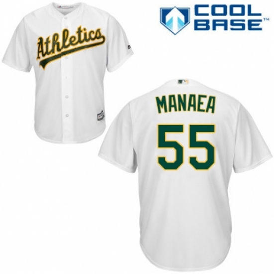 Men's Majestic Oakland Athletics #55 Sean Manaea Replica White Home Cool Base MLB Jersey - Ujersey