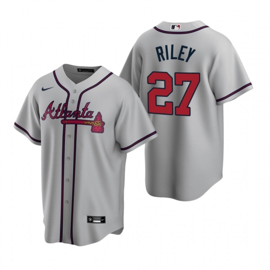 Men's Nike Atlanta Braves #27 Austin Riley Gray Road Stitched Baseball Jersey - Ujersey