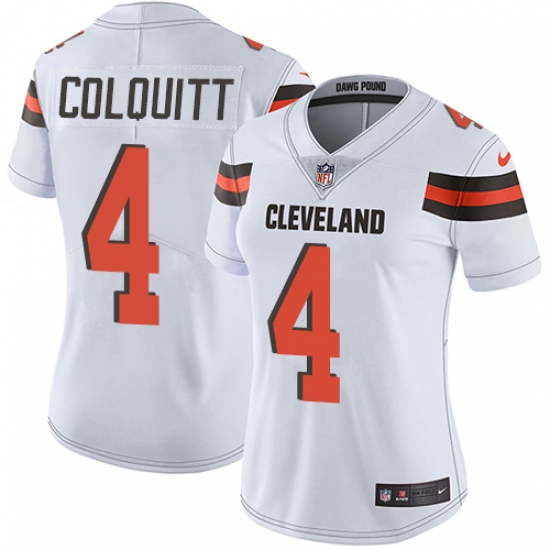 Women's Nike Cleveland Browns #4 Britton Colquitt Elite White NFL Jersey - Ujersey
