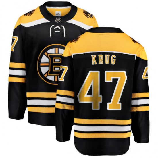 Youth Boston Bruins #47 Torey Krug Authentic Black Home Fanatics Branded Breakaway NHL Jersey - Ujersey
