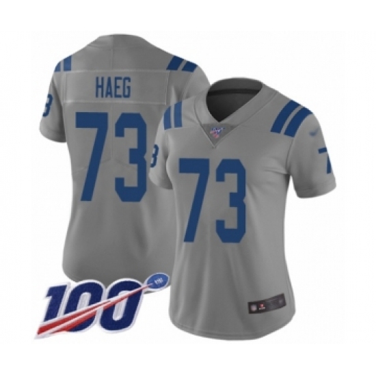Women's Indianapolis Colts #73 Joe Haeg Limited Gray Inverted Legend 100th Season Football Jersey - Ujersey