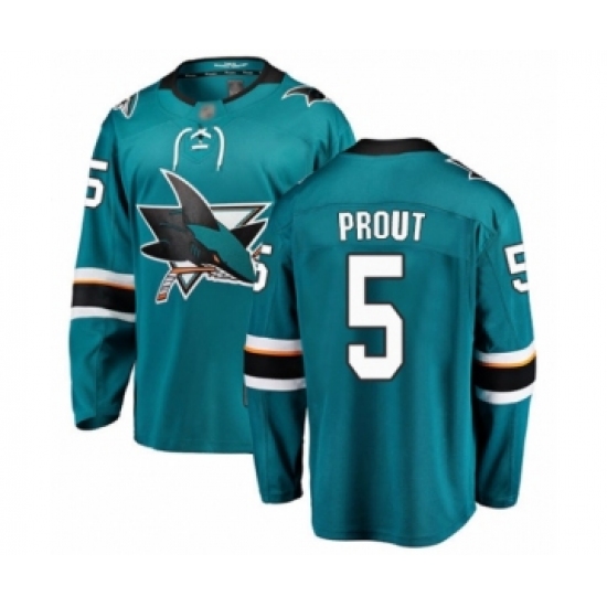 Youth San Jose Sharks #5 Dalton Prout Fanatics Branded Teal Green Home Breakaway Hockey Jersey