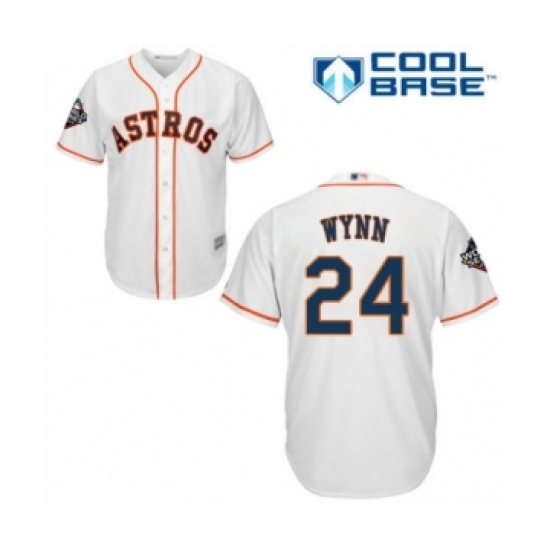 Youth Houston Astros #24 Jimmy Wynn Authentic White Home Cool Base 2019 World Series Bound Baseball Jersey - Ujersey