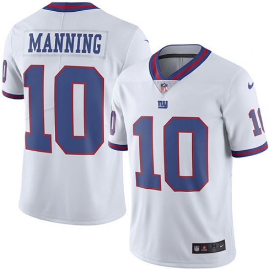 Youth Nike New York Giants #10 Eli Manning Limited White Rush Vapor Untouchable NFL Jersey - Ujersey