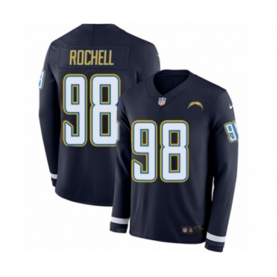 Men's Nike Los Angeles Chargers #98 Isaac Rochell Limited Navy Blue Therma Long Sleeve NFL Jersey - Ujersey