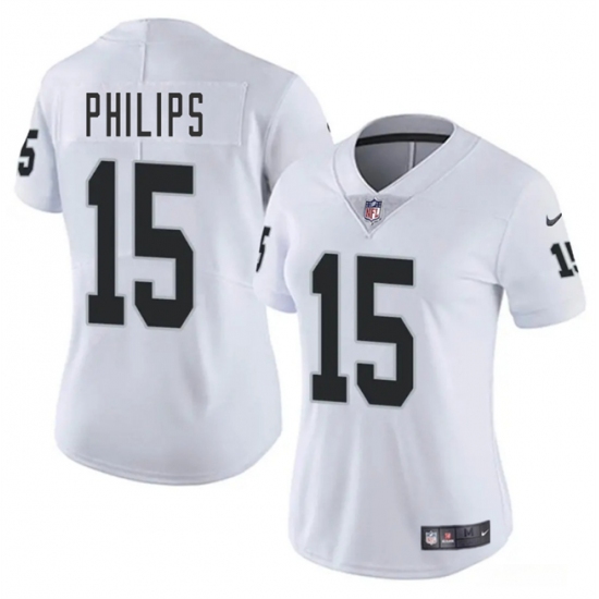 Women's Las Vegas Raiders #15 Kyle Philips White 2025 Vapor Football Stitched Jersey(Run Small) - Ujersey