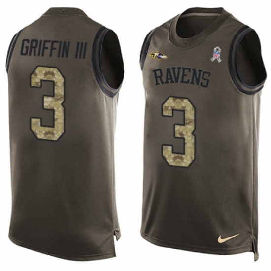 Men's Nike Baltimore Ravens #3 Robert Griffin III Limited Green Salute to Service Tank Top NFL Jersey - Ujersey