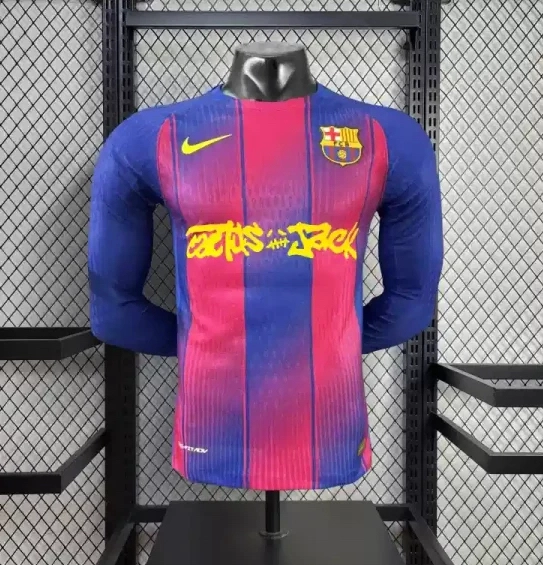 Soccer Jersey Barcelona Home x Travis Scott Long Sleeve Shirt 2025/26 - Ujersey NHL