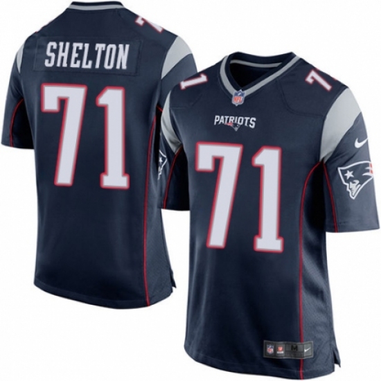 Men's Nike New England Patriots #71 Danny Shelton Game Navy Blue Team Color NFL Jersey - Ujersey