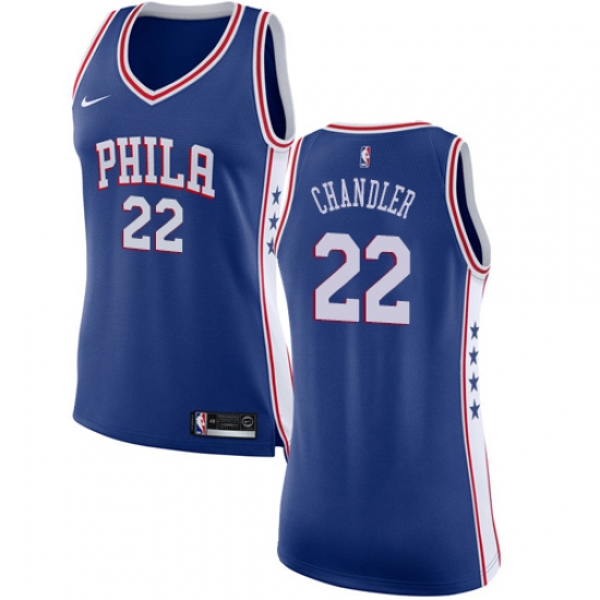 Women's Nike Philadelphia 76ers #22 Wilson Chandler Swingman Blue NBA Jersey - Icon Edition - Ujersey